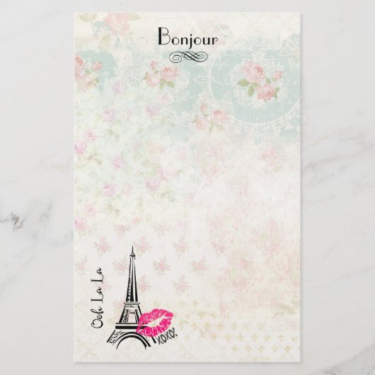 Ooh La La Paris Eiffel Tower on  Pattern Briefpapier (Voorkant)