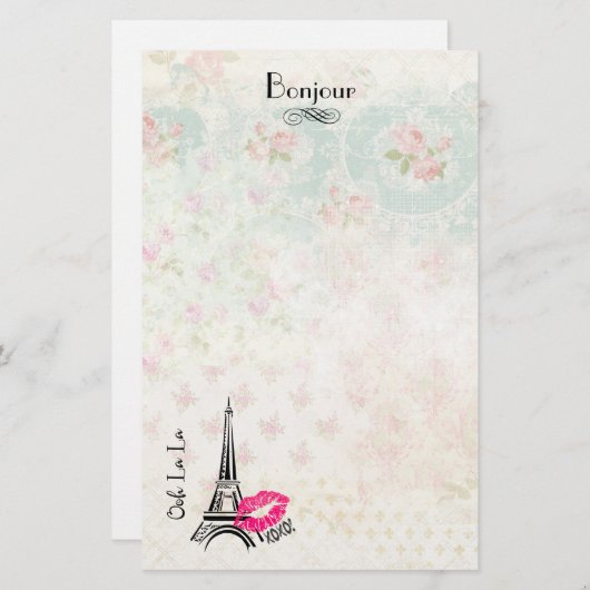 Ooh La La Paris Eiffel Tower on  Pattern Briefpapier (Voorkant / Achterkant)