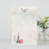 Ooh La La Paris Eiffel Tower on  Pattern Briefpapier (Staand voorkant)