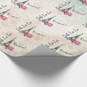 Ooh La La Paris Eiffel Tower on Pattern Cadeaupapier (Hoek)