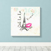 Ooh La La Paris Eiffel Tower on  Pattern Canvas Afdruk (Insitu (Houten vloer))