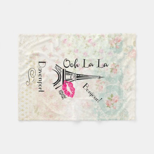 Ooh La La Paris Eiffel Tower on  Pattern Fleece Deken (Voorkant (Horizontaal))