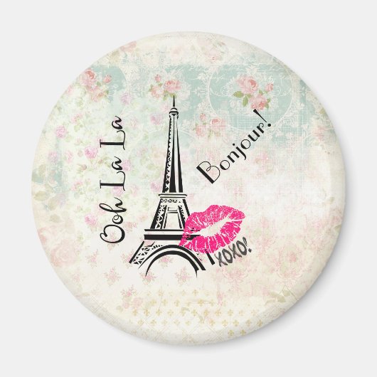 Ooh La La Paris Eiffel Tower on Pattern Magneet (Voorkant)