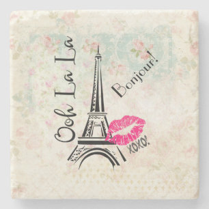 Ooh La La Paris Eiffel Tower on Pattern Stenen Onderzetter