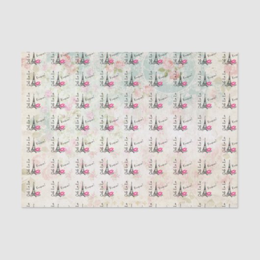 Ooh La La Paris Eiffel Tower on  Pattern Tissuepapier (Voorkant)