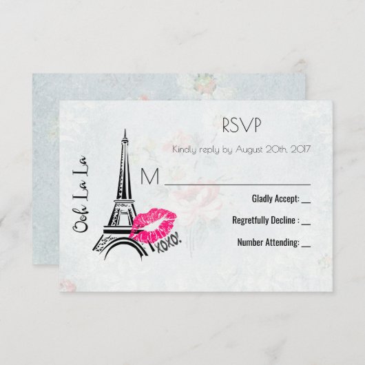 Ooh La La Paris Eiffel Tower RSVP (Voorkant / Achterkant)