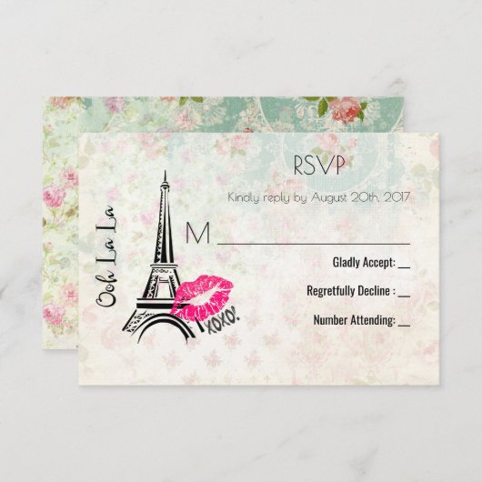 Ooh La La Paris Eiffel Tower RSVP (Voorkant / Achterkant)