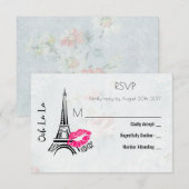 Ooh La La Paris Eiffel Tower  RSVP Kaartje (Voorkant / Achterkant)