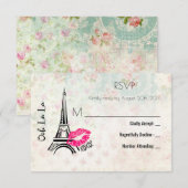 Ooh La La Paris Eiffel Tower  RSVP Kaartje (Voorkant / Achterkant)