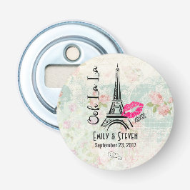 Ooh La La Paris Eiffel Tower Vintage Wedding Button Flesopener