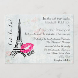 Ooh La La Paris Eiffel Tower Wedding Invite Kaart