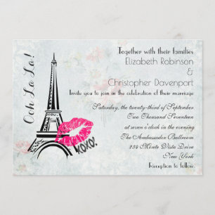 Ooh La La Paris Eiffel Tower Wedding Invite Kaart