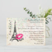 Ooh La La Paris Eiffel Tower Wedding Invite Kaart (Staand voorkant)