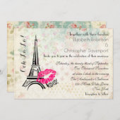 Ooh La La Paris Eiffel Tower Wedding Invite Kaart (Voorkant / Achterkant)