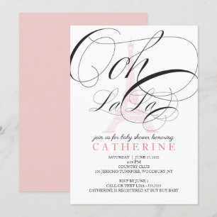 Ooh La La Paris France Baby shower Invitation Kaart