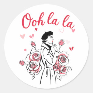 Ooh La La Paris Meisje – Romantische Franse Esthet Ronde Sticker
