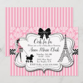 Ooh la la - Paris Poodle Roze Baby Borrel Kaart (Voorkant / Achterkant)
