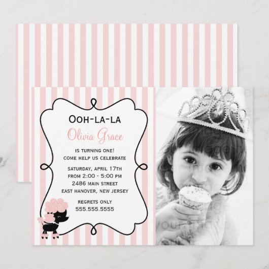 Ooh la la! Paris roze poedel Kaart (Voorkant / Achterkant)