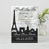 Ooh La La Paris Skyline Aangepaste foto Save The Date (Staand voorkant)