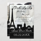 Ooh La La Paris Skyline Aangepaste foto Save The Date (Voorkant / Achterkant)