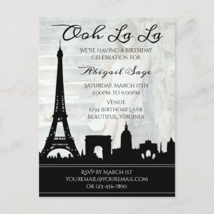 Ooh La La Paris Skyline Foto Birthday Party Briefkaart