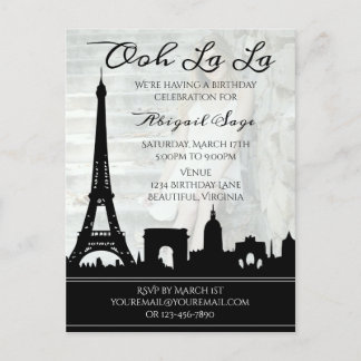 Ooh La La Paris Skyline Foto Birthday Party Briefkaart