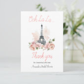 Ooh La La Parisiaanse bloemige bruidsdouche Bedankkaart (Staand voorkant)