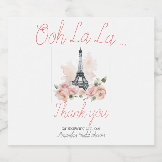 Ooh La La Parisiaanse Franse bloemrijke bruidsdouc Sparkling Wijnetiket (Enkel label)