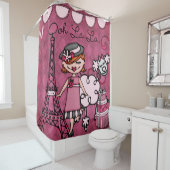 Ooh La La Red Haire Diva Eiffel Tower Podle Douchegordijn (In situ)