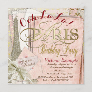 Ooh La La Vintage Parijs Verjaardagsfeestje Kaart