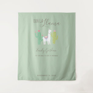 Ooh La Lama Baby Shower Groene Achtergrond Cute Wandkleed