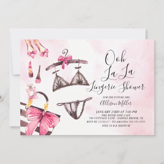 Ooh la lingerie bruids douche uitnodiging (Voorkant)