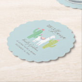 Ooh La Llama Baby shower Blue Cute Boy Kartonnen Onderzetters (Gekanteld)