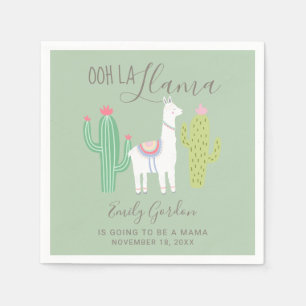 Ooh La Llama Baby shower Cute blauwgroen & Brown S Servet