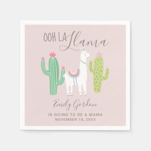 Ooh La Llama Baby shower Cute Pink & Brown Simple Servet
