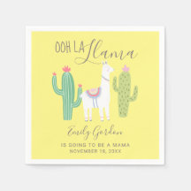 Ooh La Llama Baby shower Cute yellow Brown Simple