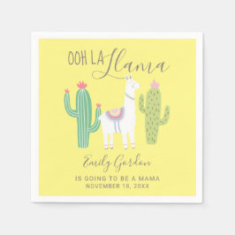 Ooh La Llama Baby shower Cute yellow Brown Simple Servet