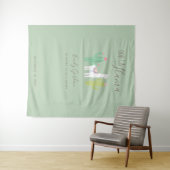 Ooh La Llama Baby Shower Groene Achtergrond Cute Wandkleed (In Situ (horizontaal))