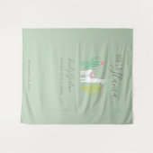 Ooh La Llama Baby shower Groene Achtergrond Schatt Wandkleed (Voorkant (horizontaal))