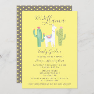 Ooh La Llama Baby shower schatgeel bruin Kaart