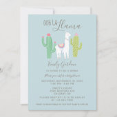 Ooh La Llama Baby shower schattig blauw en bruin e Kaart (Voorkant)