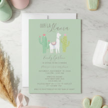 Ooh La Llama Baby shower schattig blauwgroen en br