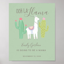 Ooh La Llama Baby shower schattige baby blauwgroen Poster