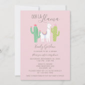 Ooh La Llama Baby shower schattige roze en bruin s Kaart (Voorkant)