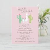 Ooh La Llama Baby shower schattige roze en bruin s Kaart (Staand voorkant)