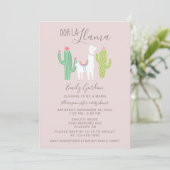 Ooh La Llama Baby shower schattige roze en bruin s Kaart (Staand voorkant)