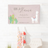 Ooh La Llama Baby shower Succulent light grijs Spandoek (Insitu)