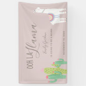 Ooh La Llama Baby shower Succulent light grijs Spandoek (Verticaal)