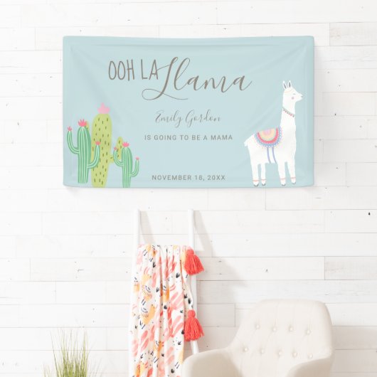 Ooh La Llama Baby shower Succulents Blue Cute Spandoek (Insitu)