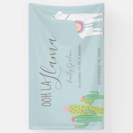 Ooh La Llama Baby shower Succulents Blue Cute Spandoek (Verticaal)